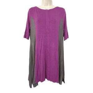 Soft Surroundings Tunic Top Womens Large Asymmetric Hem Half Sleeve Purple Gray